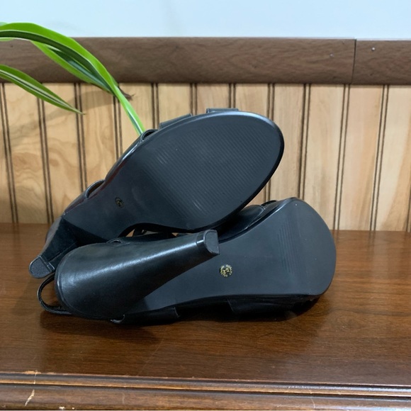 NIB Miss Bison Braelyn Lace Up Faux Leather Open Toe Black Heel (9.5) - Picture 7 of 10